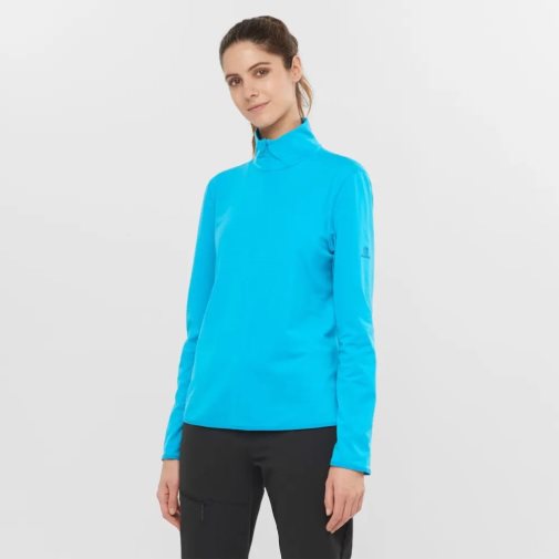 Turquoise Salomon Essential Lightwarm Half Zip Women's Jackets | PH 98154A